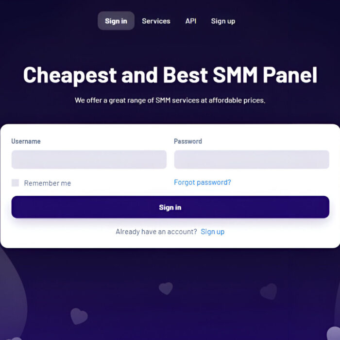 SMM panel with admin dashboard and API integration